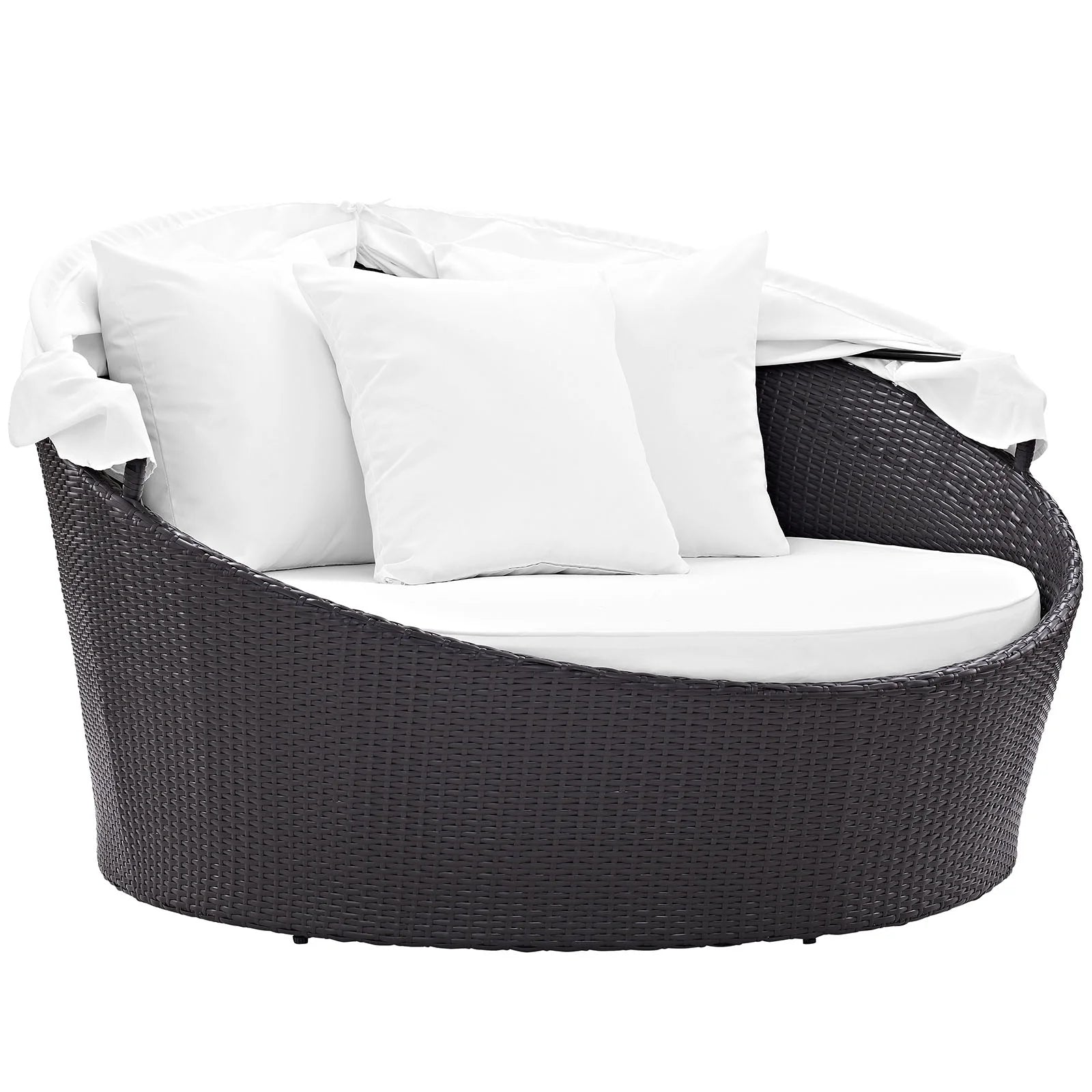 Convene Canopy Outdoor Patio Daybed in Espresso White