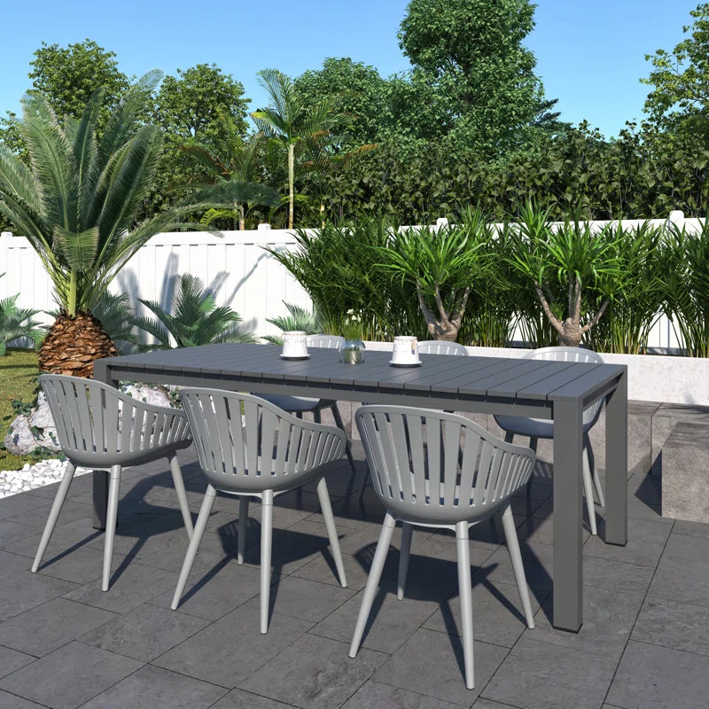 Ammelie Rectangular Aluminum Outdoor Patio Dining Table