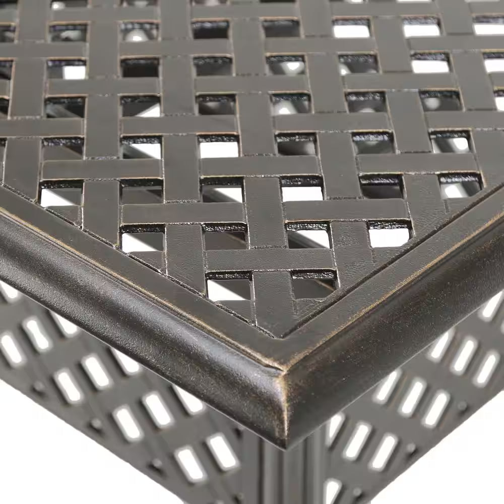 Zahra Rectangular Cast Aluminum Outdoor Patio Dining Table with Extension