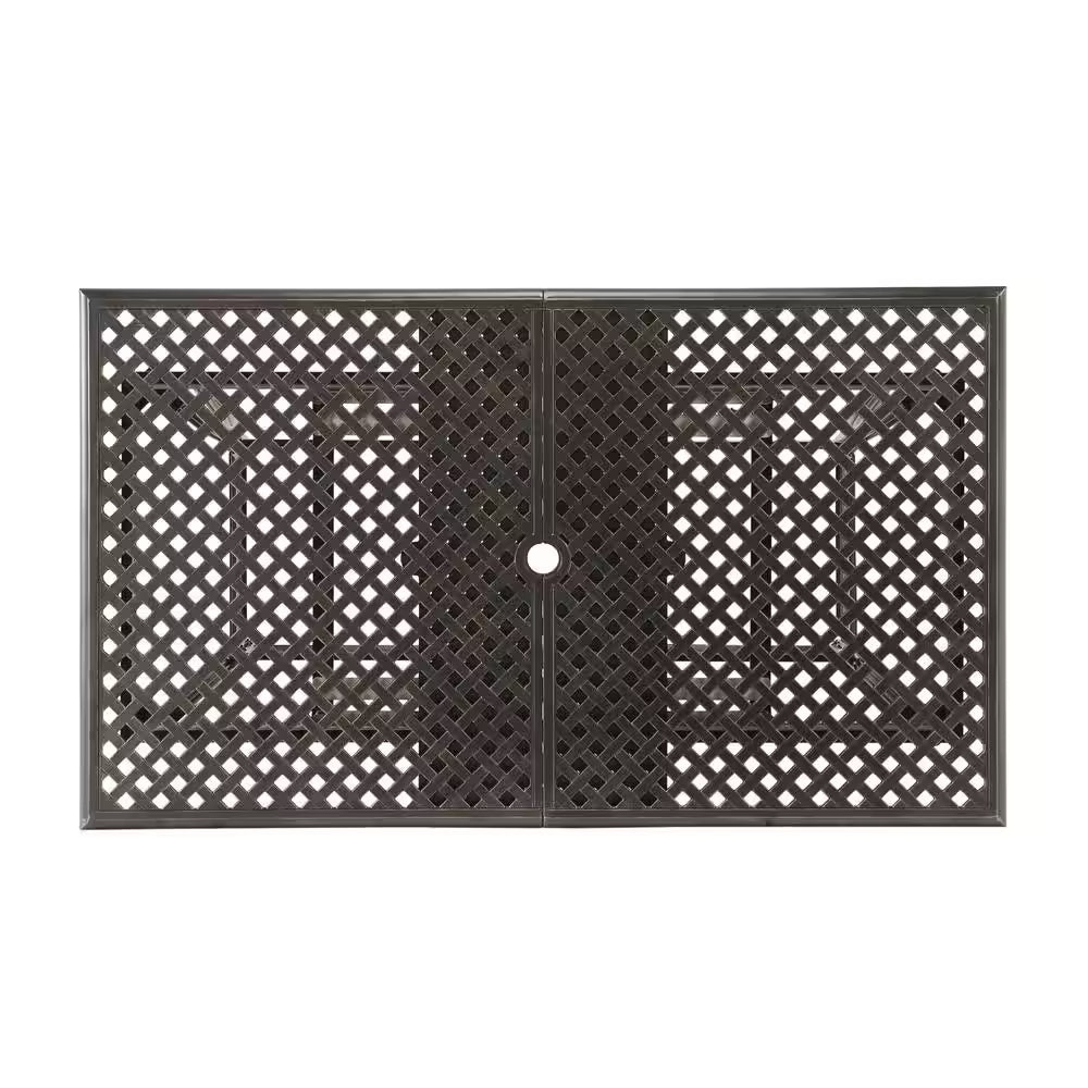 Zahra Rectangular Cast Aluminum Outdoor Patio Dining Table with Extension