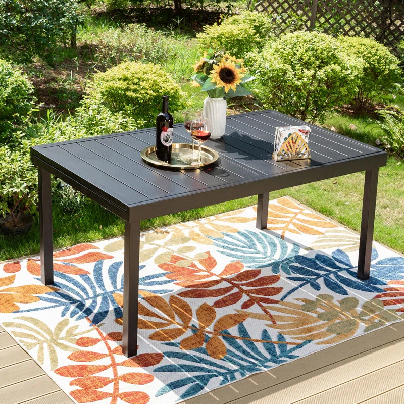 Alyah Rectangular Metal Extendable Outdoor Dining Table , 84'' In. W 37.4'' In. D