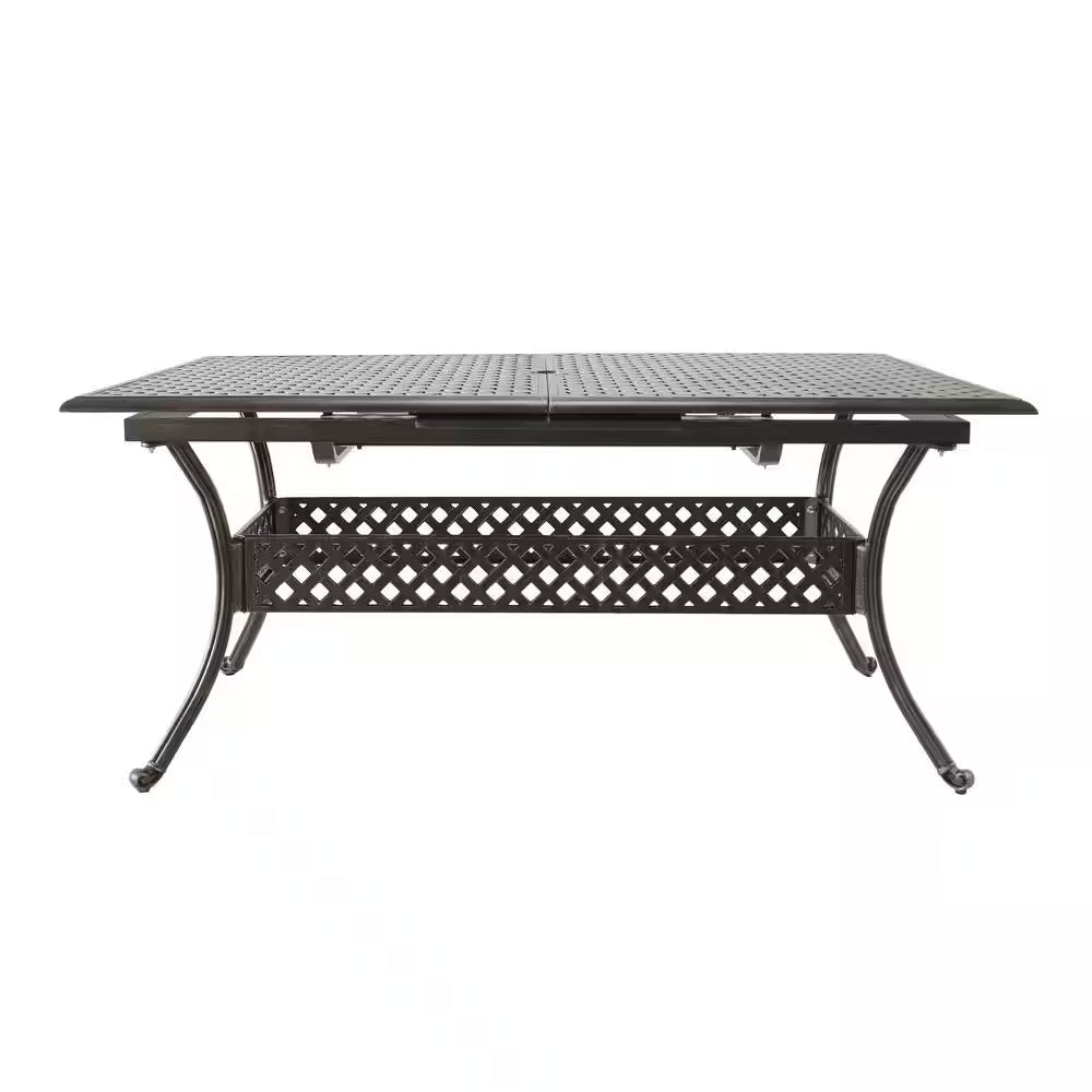 Zahra Rectangular Cast Aluminum Outdoor Patio Dining Table with Extension