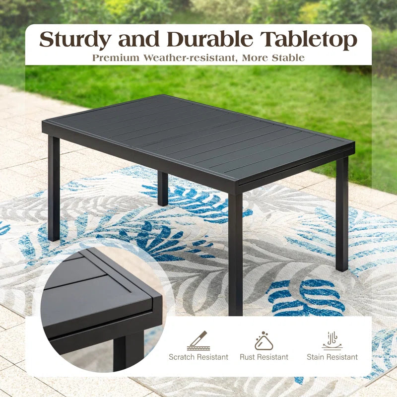 Alyah Rectangular Metal Extendable Outdoor Dining Table , 84'' In. W 37.4'' In. D