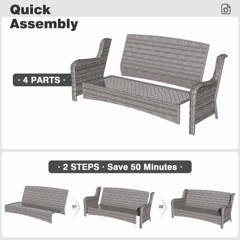 Guillen 7 - Person Wicker Rattan Patio Furniture Set with Swivel Chairs, Outdoor All Weather Sofa Conversation Set with Cushions for Garden Backyard