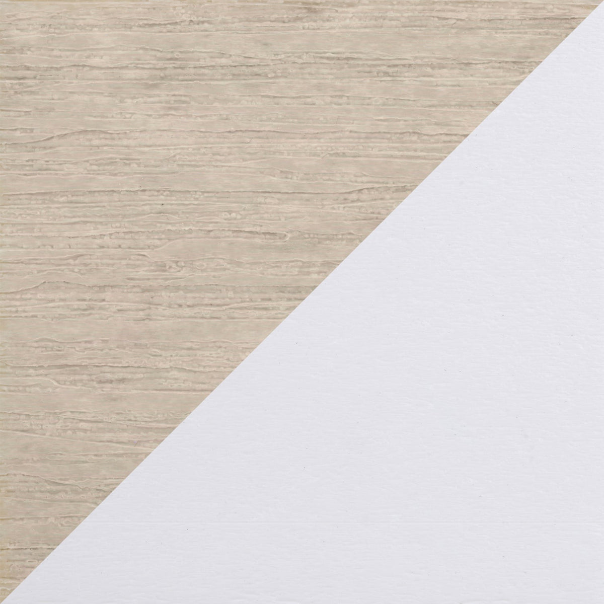 Rectangular tabletop with a light wood grain finish, featuring smooth edges, split diagonally with a white surface.