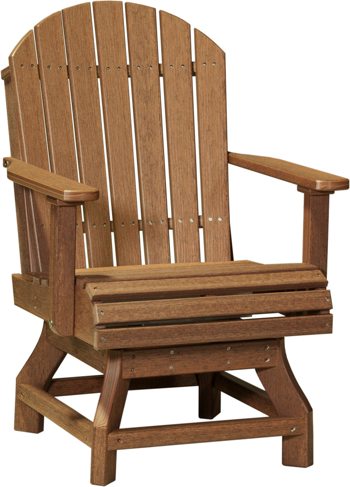 LuxCraft Deluxe Poly 41" square table set with four matching armchairs, showcasing a rich brown wood-like finish.