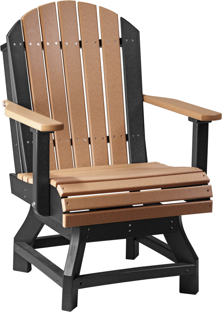 LuxCraft Deluxe Poly armchair features a slatted design with a brown seat and black frame, perfect for outdoor relaxation.