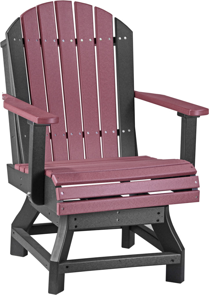 LuxCraft Deluxe Poly 41" square table set with four matching armchairs in burgundy and black, showcasing slatted design and durable construction.