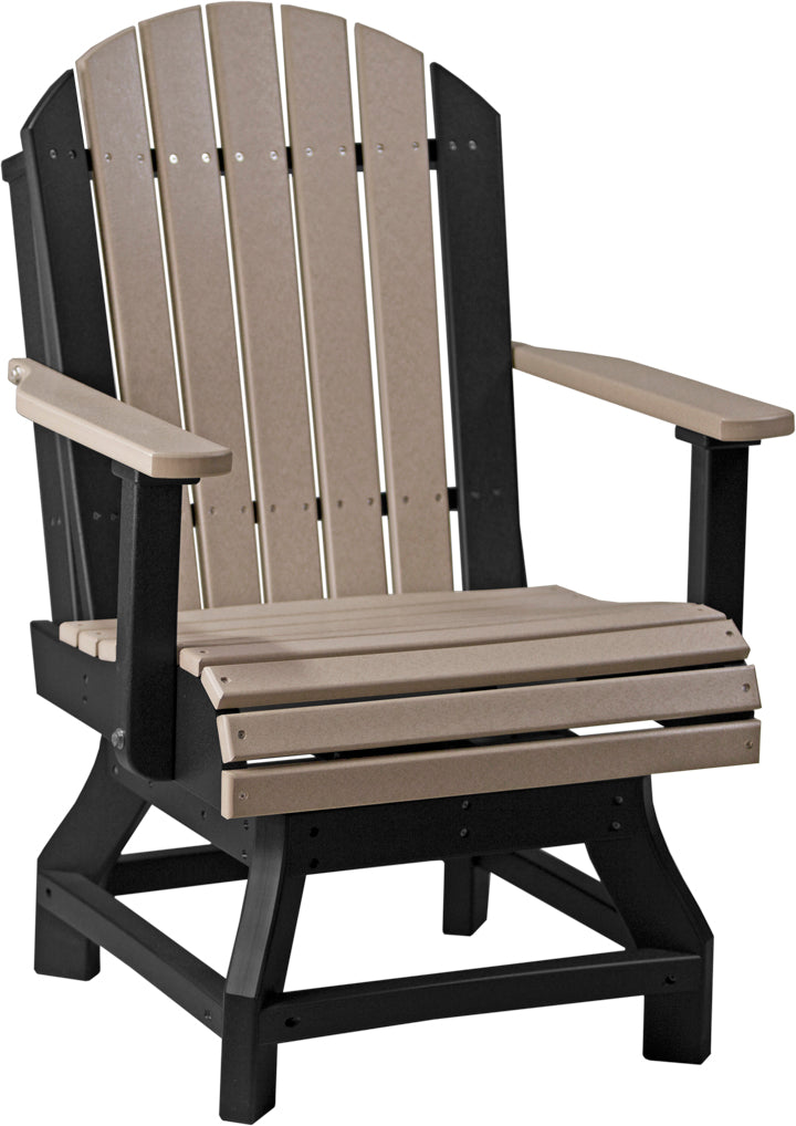 LuxCraft Deluxe Poly 41" Square Table Set with beige slats and black frame, features sturdy armrests and weather-resistant poly material.