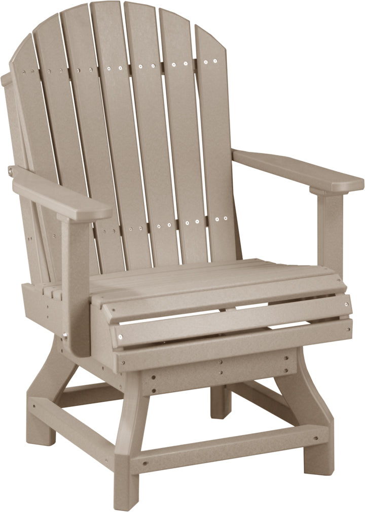 Square patio table set featuring a durable taupe HDPE design, crafted with an inviting Adirondack style and armrests.
