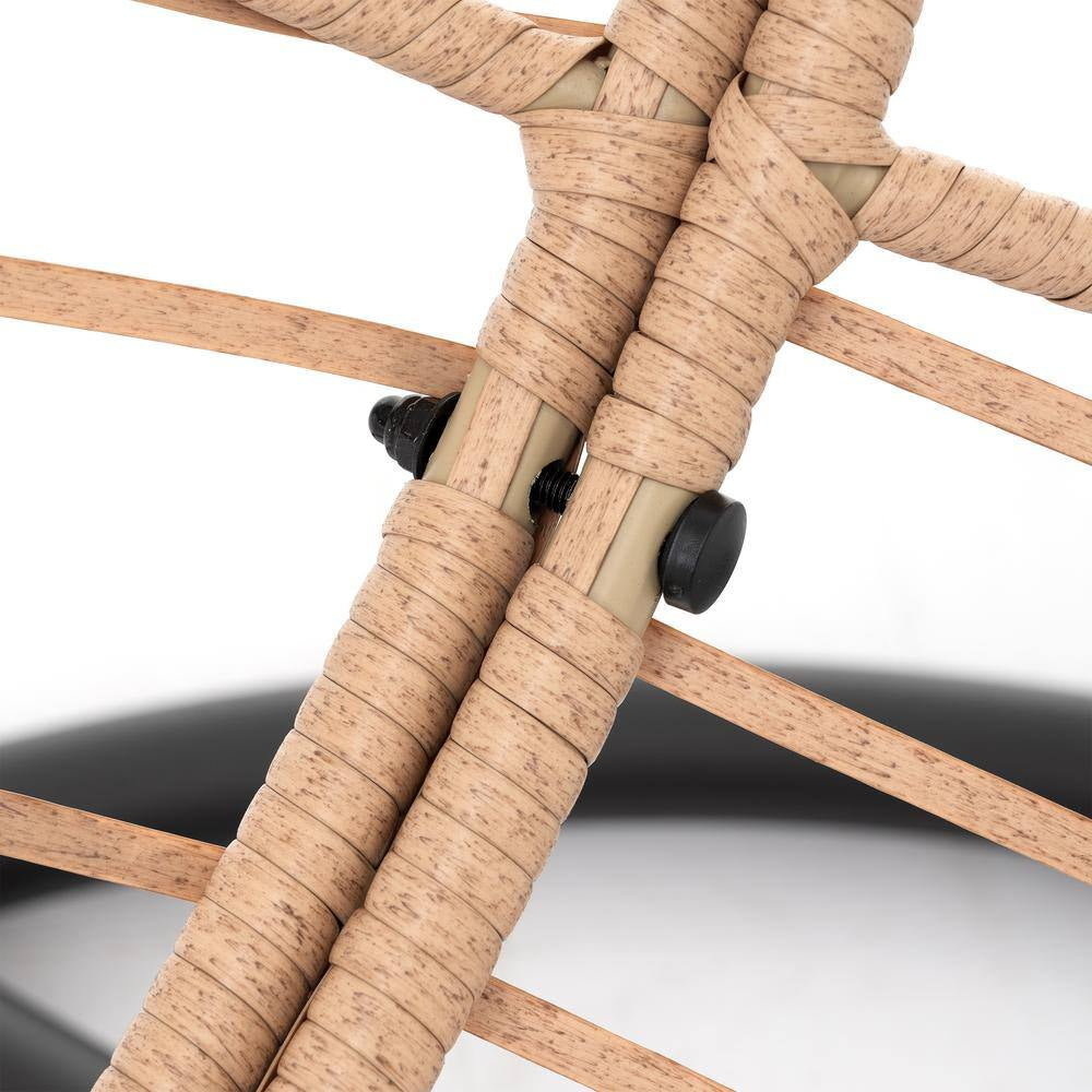 Wicker Patio Swing Outdoor Indoor PE Wicker Swing Egg Chair Hanging Chair in Beige