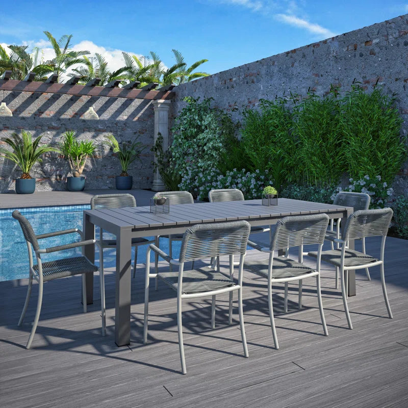 Ammelie Rectangular Aluminum Outdoor Patio Dining Table