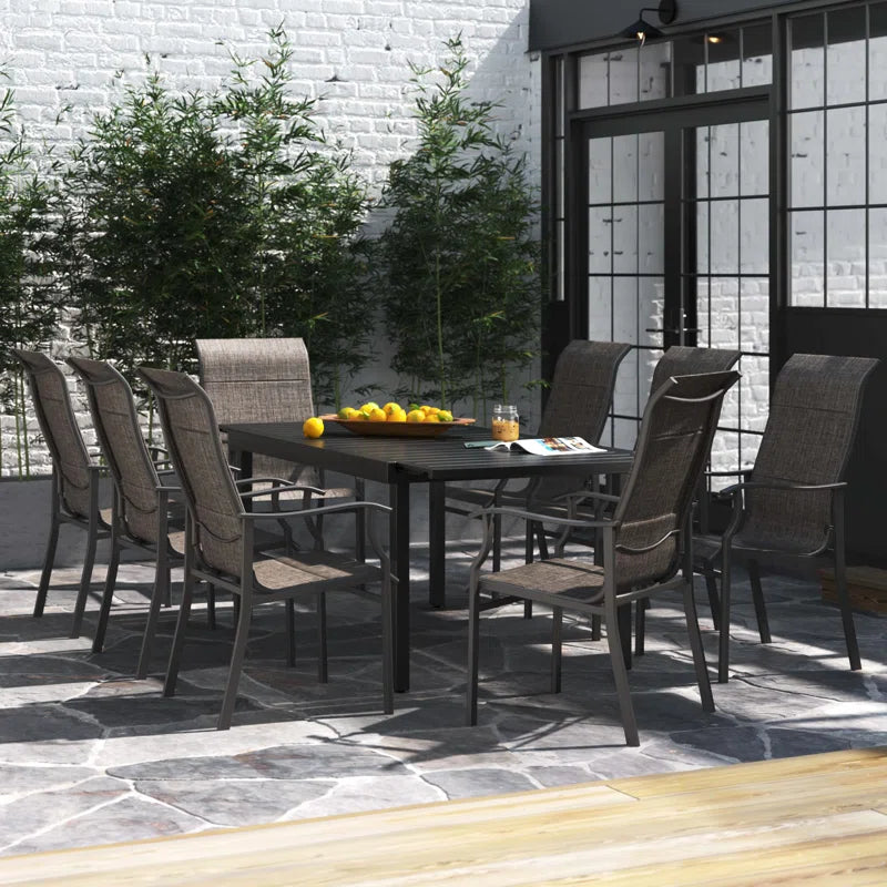 Alyah Rectangular Metal Extendable Outdoor Dining Table , 84'' In. W 37.4'' In. D
