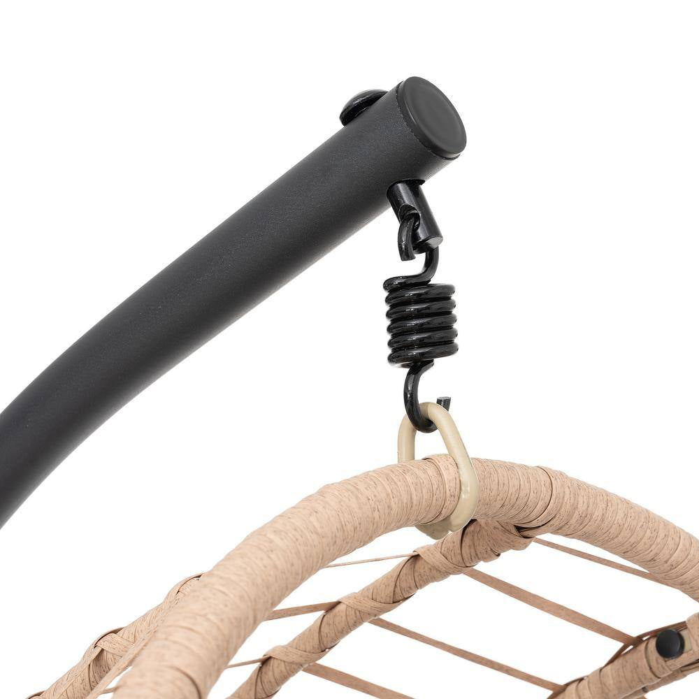 Wicker Patio Swing Outdoor Indoor PE Wicker Swing Egg Chair Hanging Chair in Beige