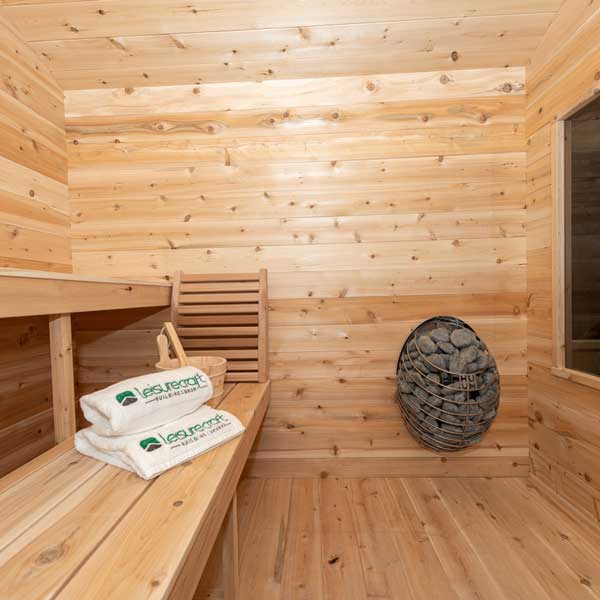 Leisurecraft CT Georgian 6-Person Outdoor Sauna with Porch