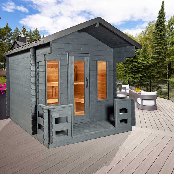Leisurecraft CT Georgian 6-Person Outdoor Sauna with Porch