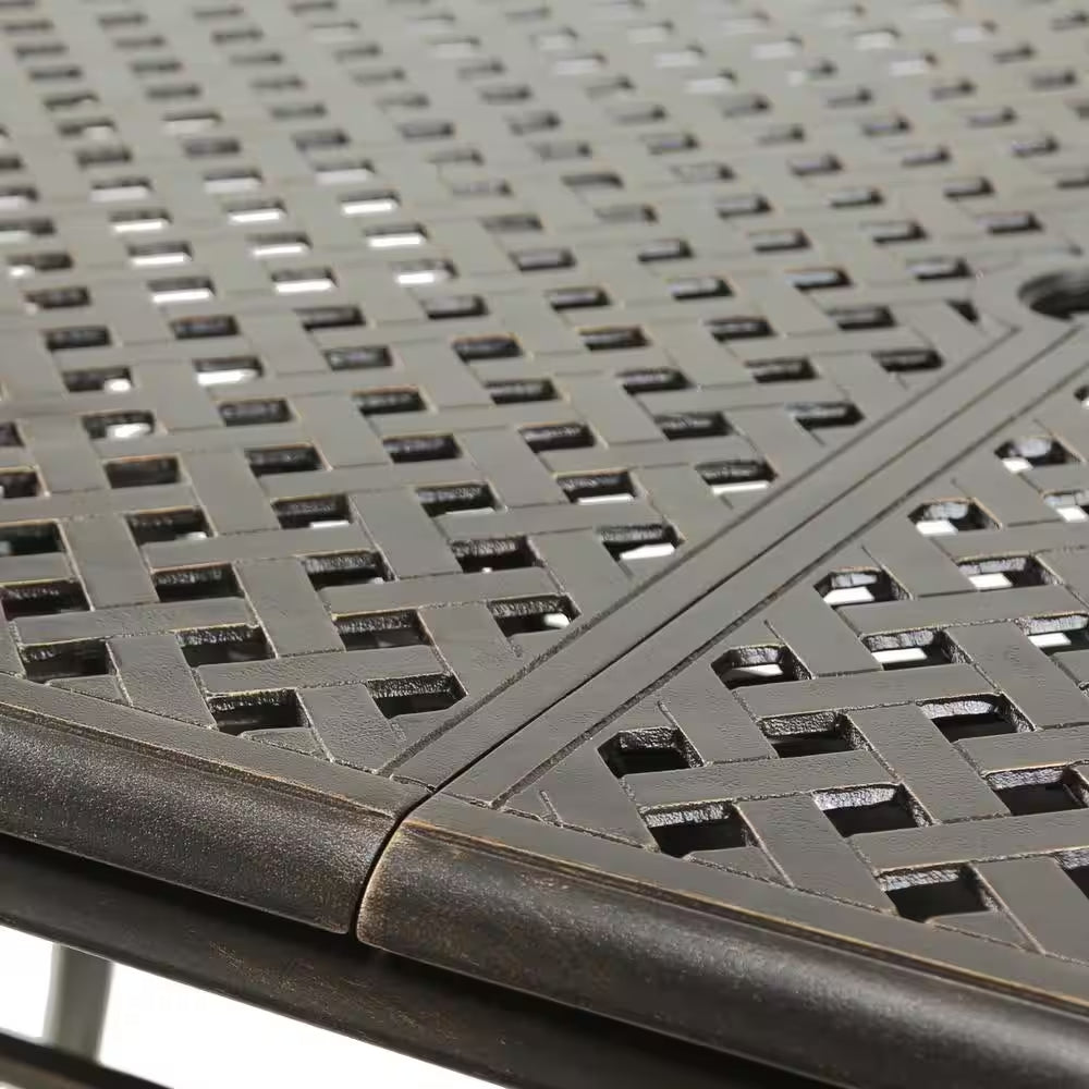 Zahra Rectangular Cast Aluminum Outdoor Patio Dining Table with Extension