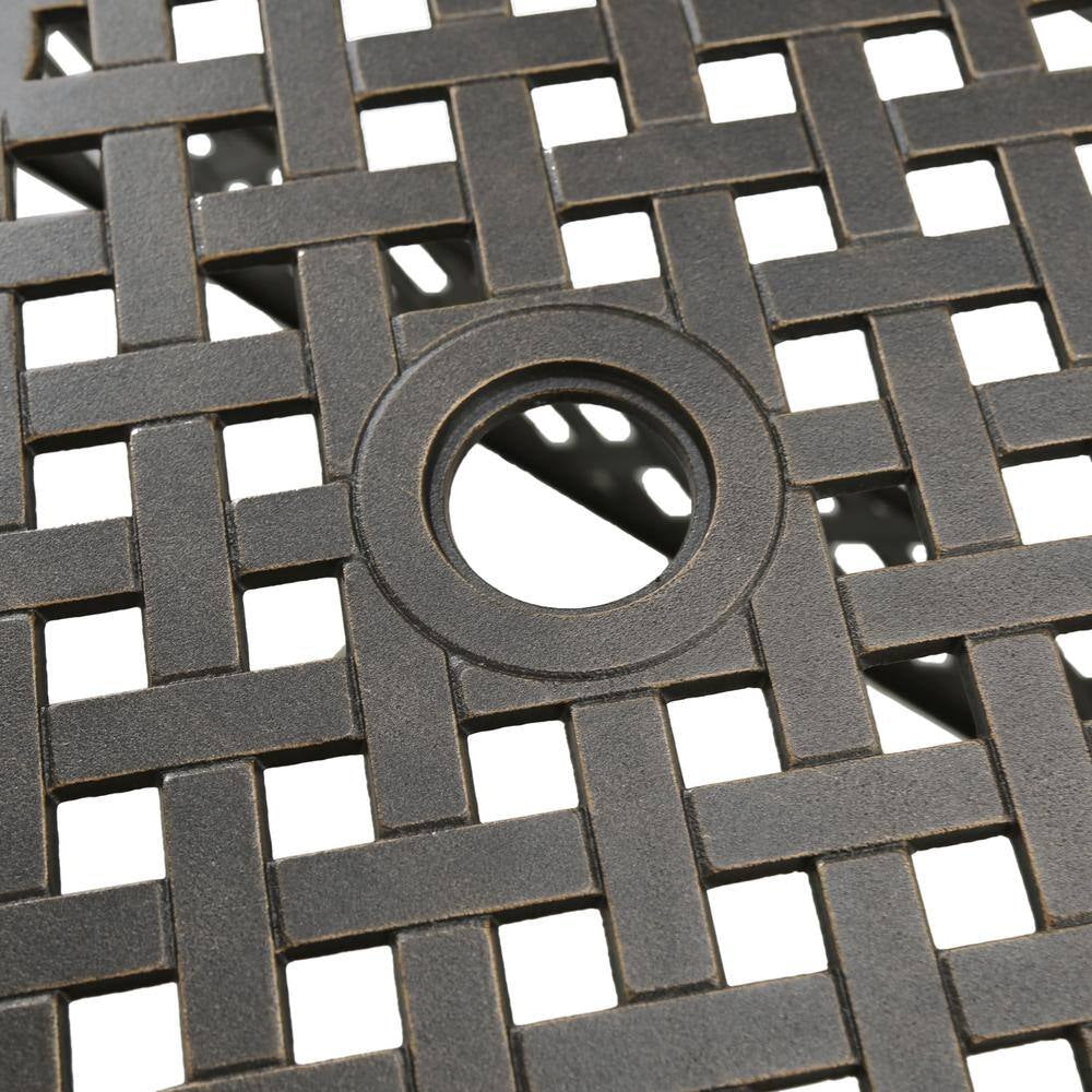 Zahra Rectangular Cast Aluminum Outdoor Patio Dining Table with Extension