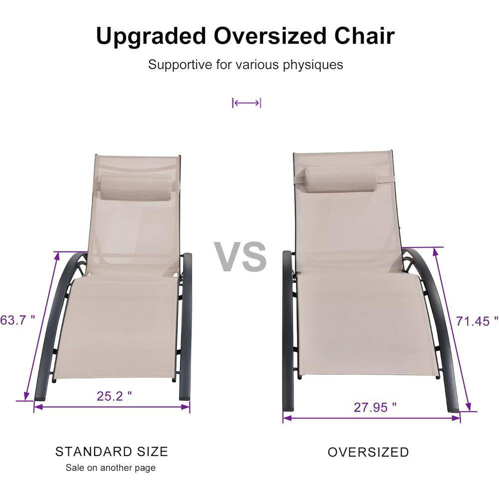 Oversized Chaise Lounge Outdoor Beach Pool Sunbathing Lawn Lounger Recliner Chair