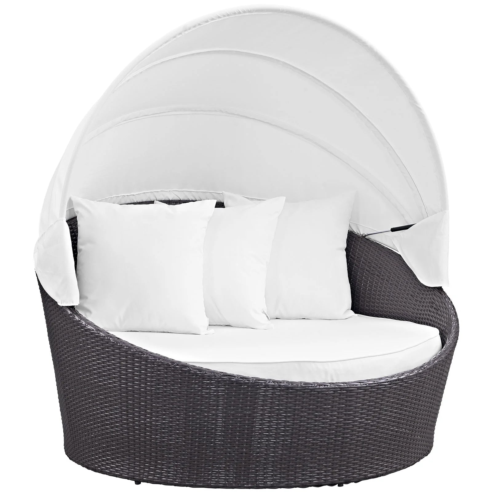 Convene Canopy Outdoor Patio Daybed in Espresso White