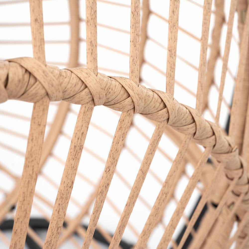 Wicker Patio Swing Outdoor Indoor PE Wicker Swing Egg Chair Hanging Chair in Beige