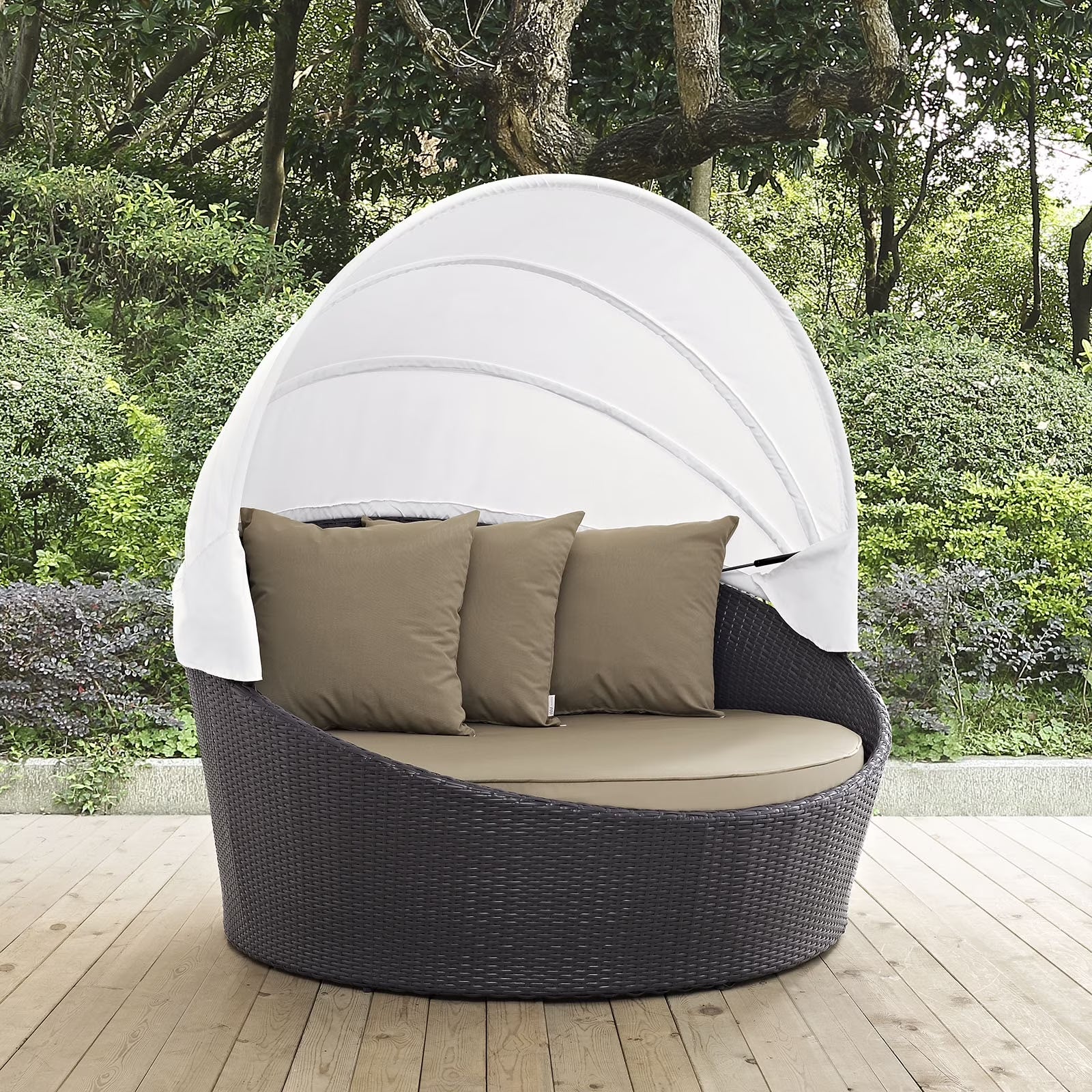 Convene Canopy Outdoor Patio Daybed in Espresso Mocha
