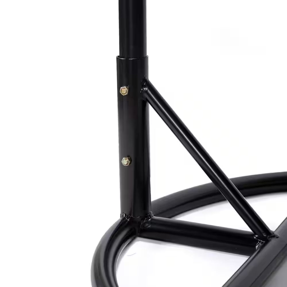 Charcoal Wicker Indoor Outdoor Hanging Egg Swing Chair for Bedroom and Patio with Stand and Cushion in Dark Green