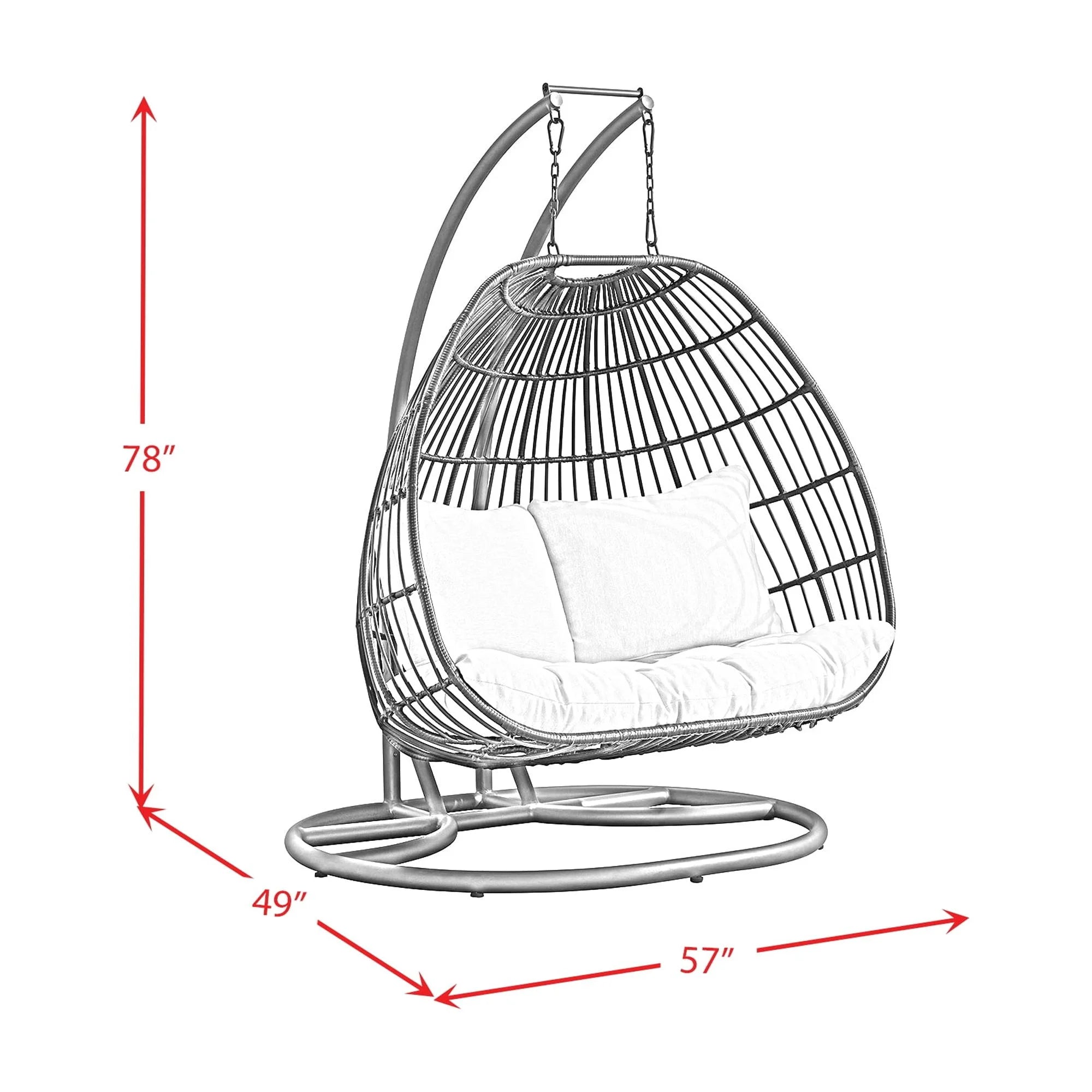 Fresca Double Swing Chair Complete Dark Grey and Olefin Beige