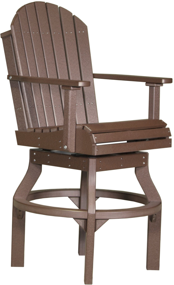 Deluxe poly Adirondack chair in a rich brown color, featuring wide slats and sturdy armrests, designed for outdoor comfort.