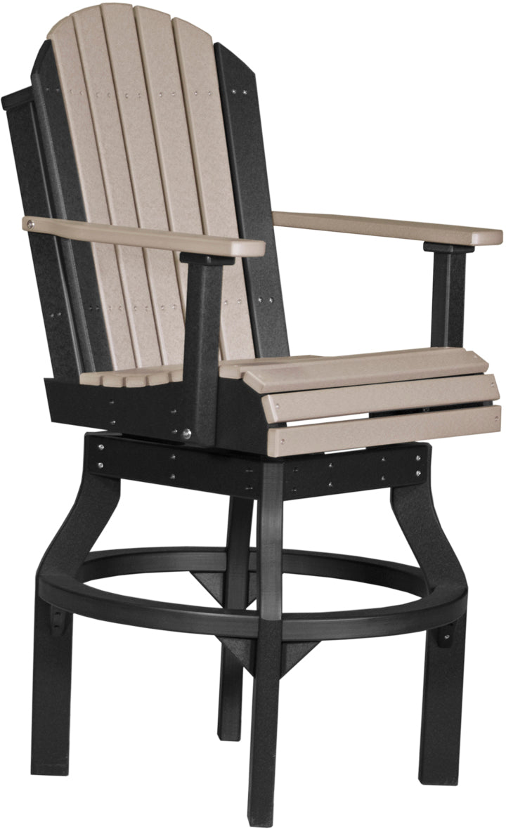 Deluxe poly patio chair with a high back, black frame, and beige slats, designed for comfortable outdoor seating.