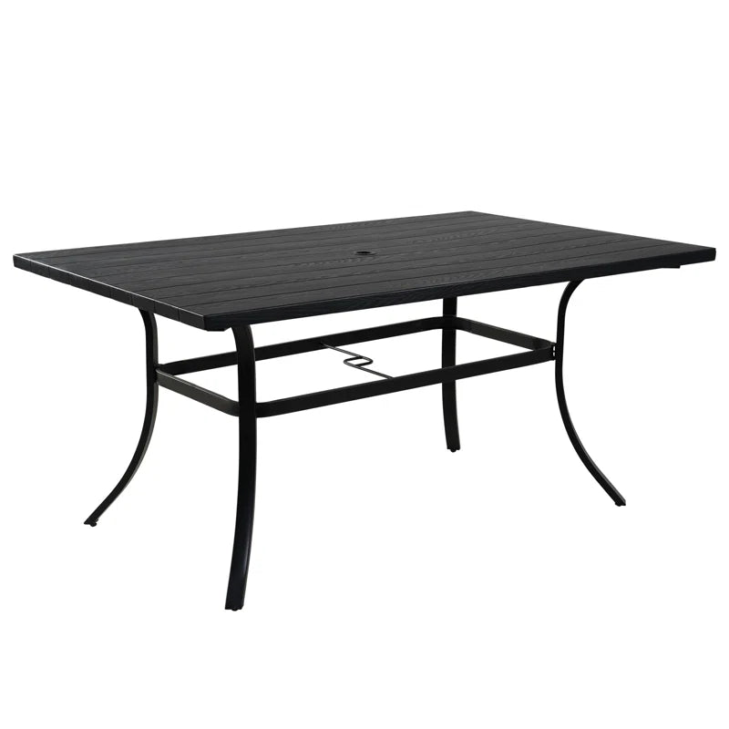 Errik Rectangular Metal Outdoor Dining Table with Umbrella Hole , 66.1'' In. W 36.8'' In. D