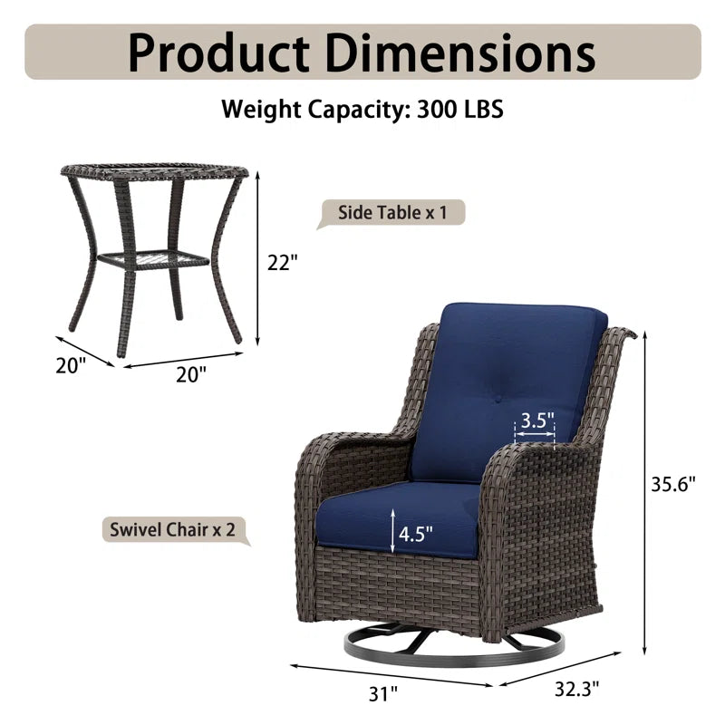 Tapan 2 - Person Patio Conversation Sets with Cushions