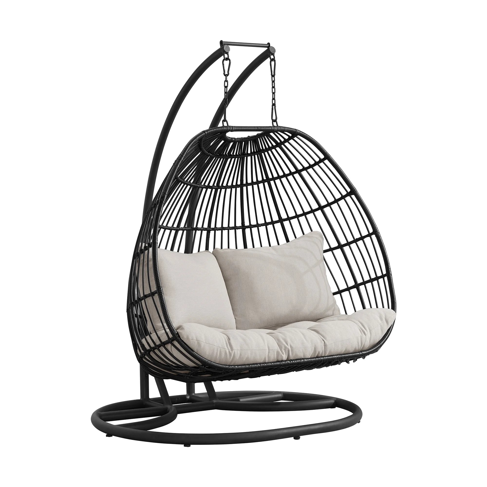 Fresca Double Swing Chair Complete Dark Grey and Olefin Beige