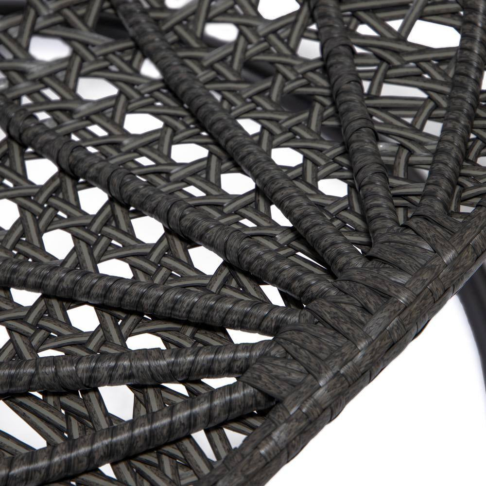 Charcoal Wicker Indoor Outdoor Hanging Egg Swing Chair for Bedroom and Patio with Stand and Cushion in Dark Green